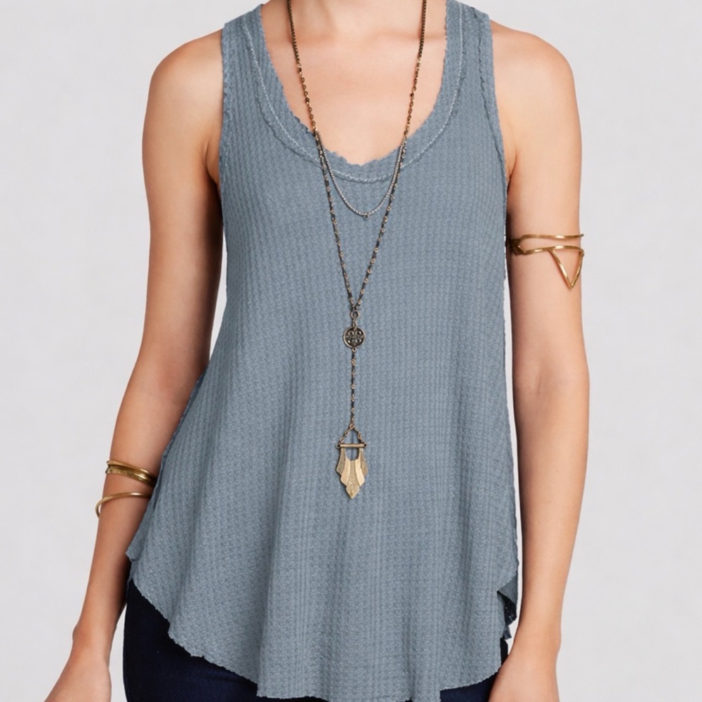 Free People Textured Tank Top - Blue